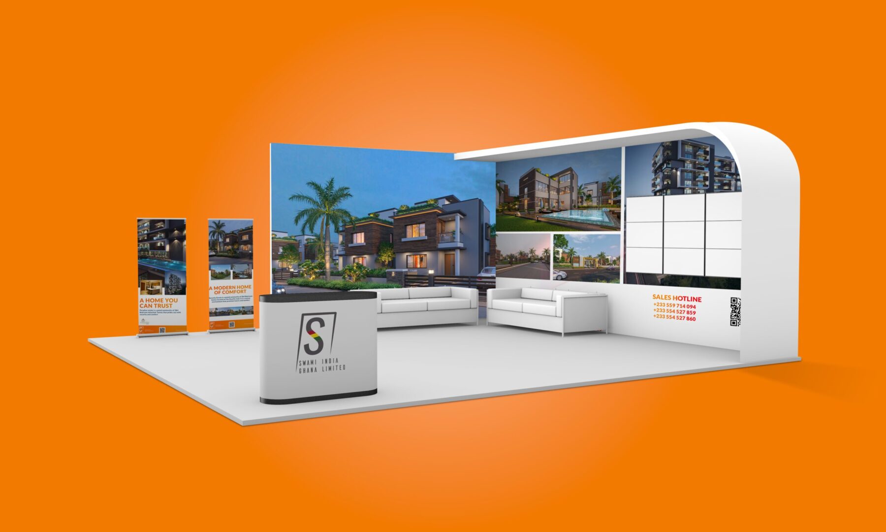 exhibition booth 3d rendering isolated